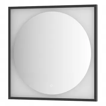 Зеркало в багетной раме с LED-подсветкой 18 Вт, 80x80 см, сенсорный выключатель, нейтральный белый с