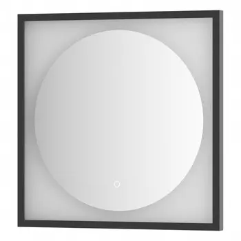 Зеркало в багетной раме с LED-подсветкой 12 Вт, 60x60 см, сенсорный выключатель, тёплый белый свет,