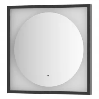 Зеркало в багетной раме с LED-подсветкой 12 Вт, 60x60 см, ИК - выключатель, тёплый белый свет, чёрна