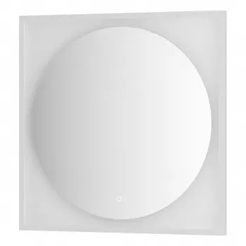 Зеркало в багетной раме с LED-подсветкой 18 Вт, 80x80 см, сенсорный выключатель, тёплый белый свет,