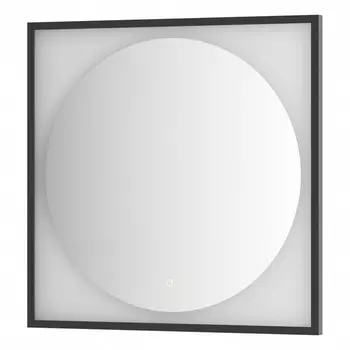 Зеркало в багетной раме с LED-подсветкой 18 Вт, 80x80 см, сенсорный выключатель, тёплый белый свет,