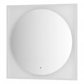 Зеркало в багетной раме с LED-подсветкой 18 Вт, 80x80 см, ИК - выключатель, тёплый белый свет, белая