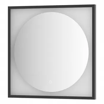 Зеркало в багетной раме с LED-подсветкой 15 Вт, 70x70 см, сенсорный выключатель, нейтральный белый с