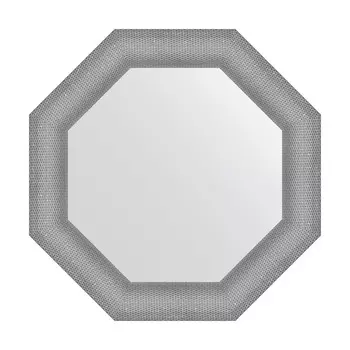 Зеркало в багетной раме, серебряная кольчуга 88 мм, 67x67 см