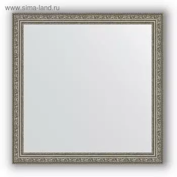 Зеркало в багетной раме - виньетка состаренное серебро 56 мм, 74 х 74 см, Evoform