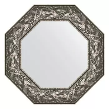 Зеркало в багетной раме, византия серебро 99 мм, 58,8х58,8 см