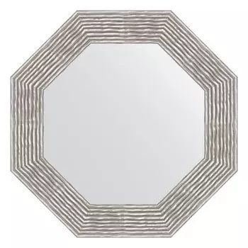 Зеркало в багетной раме, волна хром 90 мм, 61x61 см