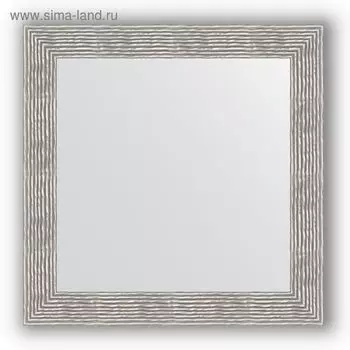 Зеркало в багетной раме - волна хром 90 мм, 80 х 80 см, Evoform