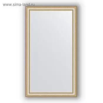 Зеркало в багетной раме - золотые бусы на серебре 60 мм, 65 х 115 см, Evoform