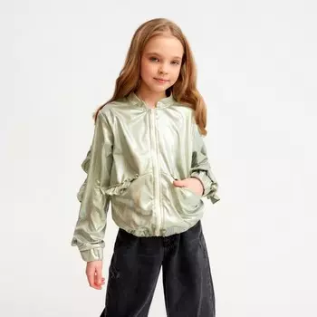 Жакет (бомбер) детский MINAKU: Casual Collection KIDS, зелёный, рост 134 см
