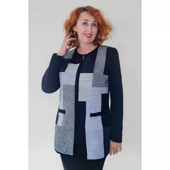 Жакет «Текстильная Мануфактура», размер 52, цвет сине-голубой