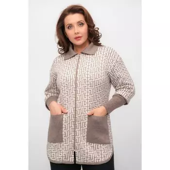 Жакет «Текстильная Мануфактура», размер 54, цвет молочно-кофейный