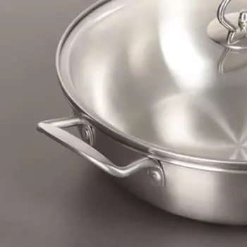 Жаровня, d=26 см, стеклянная крышка, цвет хромированный