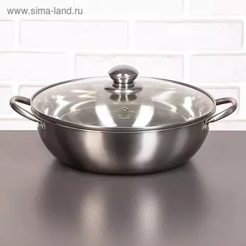 Жаровня «Гретель», d=27 см, стеклянная крышка, цвет хромированный