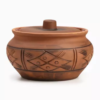 Жаровня Кунгурская керамика «Молочение», 3 л, керамика, коричневая