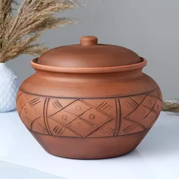 Жаровня Кунгурская керамика «Молочение», 5 л, керамика, коричневая