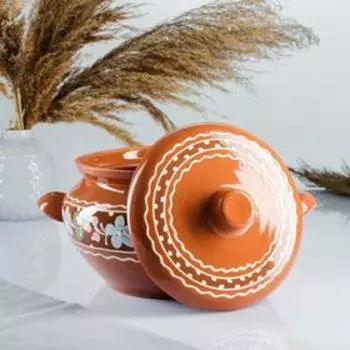 Жаровня Кунгурская керамика, 3 л, керамика, коричневая