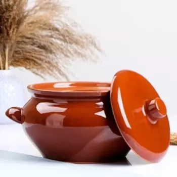 Жаровня Кунгурская керамика «Стандарт», 3 л, с ручками, керамика, коричневая