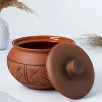 Жаровня Кунгурская керамика «Молочение», 2 л, керамика, коричневая