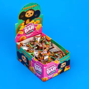 Жевательная резинка "ЧЕБУРАШКА BUBBLE BAR", дражированная, с начинкой 4 г