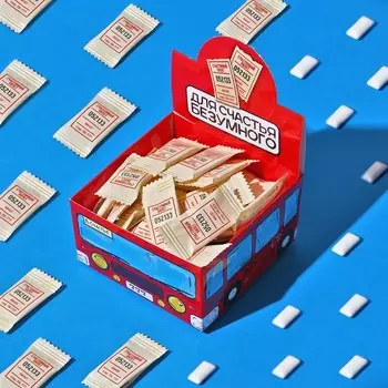 Жевательная резинка «Для счастья безумного», вкус: мята, в шоубоксе, 1,36 г. х 50 шт.