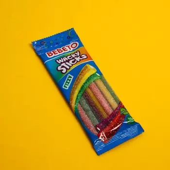 Жевательный мармелад BEBETO WACKY STICKS со вкусом тутти-фрутти и ванили, 75 г