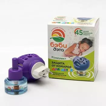 Жидкость от комаров ДЭТА БЭБИ ИНСЕКТО комплект жидкость 45 ночей, флакон 30 мл. + электрофумигатор 2 в 1