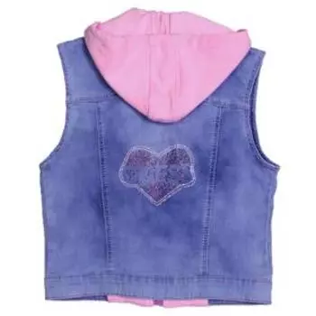 Жилет джинсовый для девочек, рост 110 см, цвет голубой, розовый