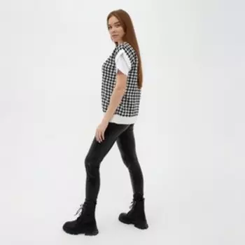 Жилет женский, цвет светлый бежевый, мелкая гусиная лапка, размер XL