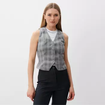 Жилет женский MINAKU: Casual Collection, клетка серая, размер 48