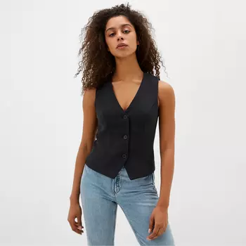 Жилет на пуговицах женский MIST, размер 48, чёрный