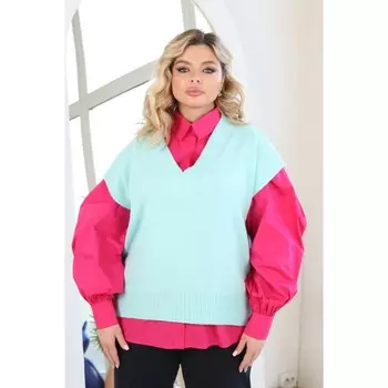 Жилет женский, размер 60, цвет мятный