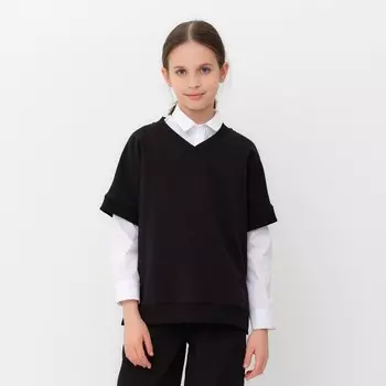 Жилетка для девочки MINAKU: School Collection, чёрная, рост 158 см