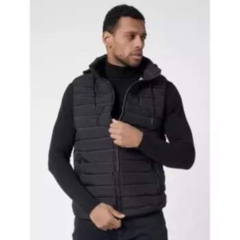 Жилетка мужская утеплённая классическая чёрного цвета, размер 48