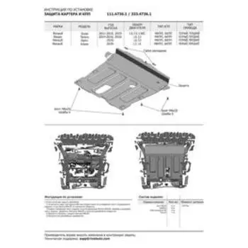 ЗК и КПП Rival Renault Duster (V-1.5D; 1.6; 2.0) 2010-2015 2015-, al 3mm, 333.4736.1
