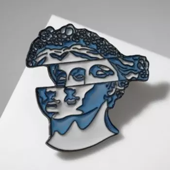 Значок "Давид", цвет бело-голубой в чёрном металле