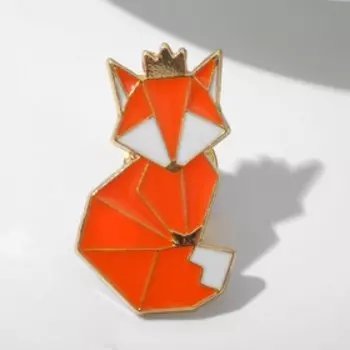Значок «Графичные животные» лиса, оранжево-белый в золоте