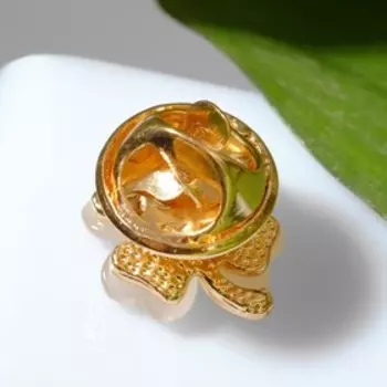 Значок «Клевер» четырёхлистный, цвет бежевый в золоте