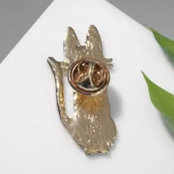 Значок «Кот» интеллигент, цветной в золоте