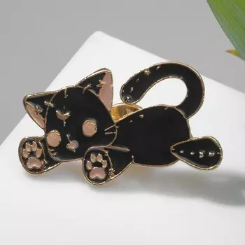 Значок «Котёнок» игрушечный, цвет чёрно-розовый в золоте