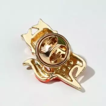 Значок "Лисёнок" танцующий, цвет бело-оранжевый в золоте