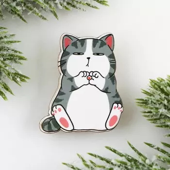 Новогодний значок в коробочке «Новый год: Котик» 3,1 х 3,7 см