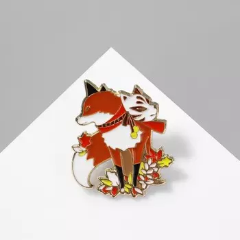 Значок «Япония» лис, цветной в золоте