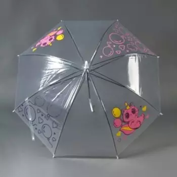 Зонт детский «Котик-единорожка»полуавтомат прозрачный, d=90см