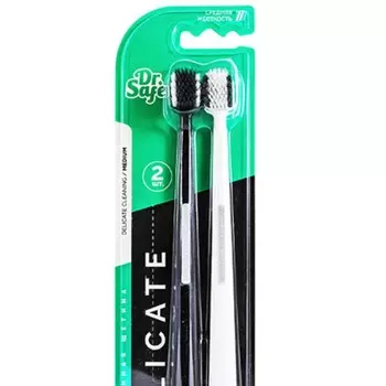 Зубная щетка Duo средней жесткости черная, белая, 2 шт