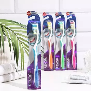 Зубная щётка Rendall Exceed, средней жёсткости, микс, 1 шт.