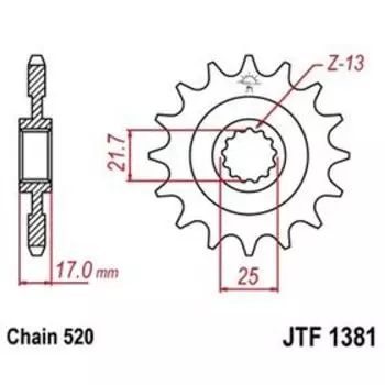 Звезда передняя JT 1381 Honda CBR500'15, цепь 520, 15 зубьев