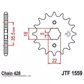 Звезда передняя, ведущая JTF1559, стальная, цепь 428, 14 зубьев