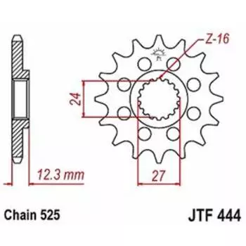 Звезда передняя (ведущая) JTF444, цепь 525, 17 зубьев