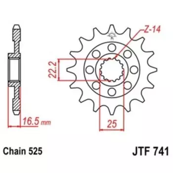 Звезда передняя ведущая JTF741 для мотоцикла, стальная